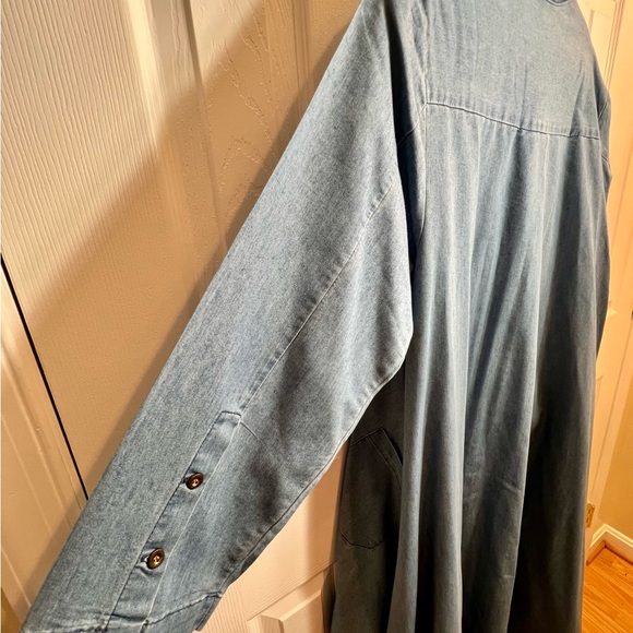 Ashley Stewart Light Blue High-Low Denim Drape Jacket Dress - Picture 4 of 4